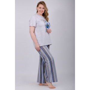 Пижама женская "Флористика 2" (брюки) кулирка (р-ры: 50-60) Пижама женская "Флористика 2" (брюки) кулирка (р-ры: 50-60)