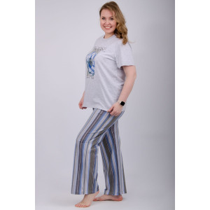 Пижама женская "Флористика 2" (брюки) кулирка (р-ры: 50-60) Пижама женская "Флористика 2" (брюки) кулирка (р-ры: 50-60)