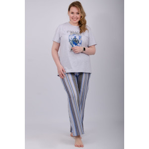 Пижама женская "Флористика 2" (брюки) кулирка (р-ры: 50-60) Пижама женская "Флористика 2" (брюки) кулирка (р-ры: 50-60)