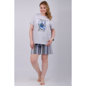 Пижама женская "Флористика" (шорты) кулирка (р-ры: 50-60) Пижама женская "Флористика" (шорты) кулирка (р-ры: 50-60)