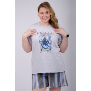 Пижама женская "Флористика" (шорты) кулирка (р-ры: 50-60) Пижама женская "Флористика" (шорты) кулирка (р-ры: 50-60)