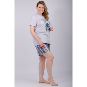 Пижама женская "Флористика" (шорты) кулирка (р-ры: 50-60) Пижама женская "Флористика" (шорты) кулирка (р-ры: 50-60)