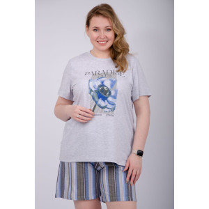 Пижама женская "Флористика" (шорты) кулирка (р-ры: 50-60) Пижама женская "Флористика" (шорты) кулирка (р-ры: 50-60)