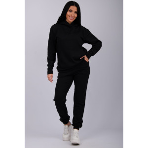 Джоггеры женские "Селена 2" футер 2-х нитка с начесом (р-ры: 44-56) черный