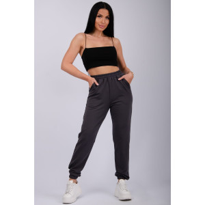 Джоггеры женские "Селена" футер 2-х нитка с начесом (р-ры: 44-56) серый