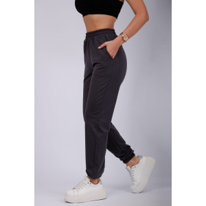 Джоггеры женские "Селена" футер 2-х нитка с начесом (р-ры: 44-56) серый