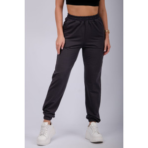 Джоггеры женские "Селена" футер 2-х нитка с начесом (р-ры: 44-56) серый