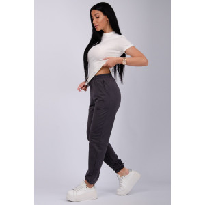 Джоггеры женские "Селена" футер 2-х нитка с начесом (р-ры: 44-56) серый