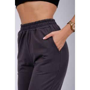 Джоггеры женские "Селена" футер 2-х нитка с начесом (р-ры: 44-56) серый