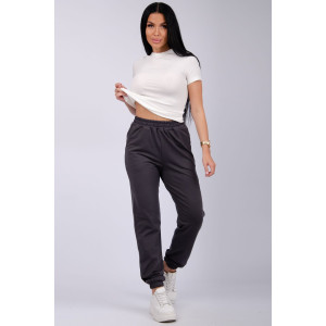 Джоггеры женские "Селена" футер 2-х нитка с начесом (р-ры: 44-56) серый