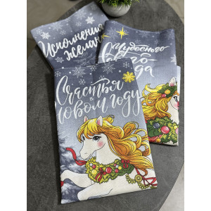 Набор кухонный из 3-х полотенец рогожка "Исполнение желаний" серый