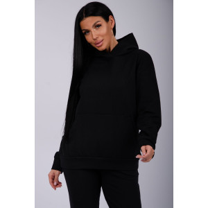 Худи женское "Ханна" футер 2-х нитка с начесом (р-ры: 44-56) черный