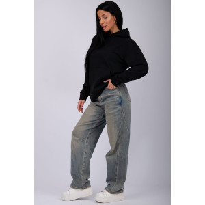 Худи женское "Ханна" футер 2-х нитка с начесом (р-ры: 44-56) черный