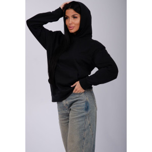 Худи женское "Ханна" футер 2-х нитка с начесом (р-ры: 44-56) черный