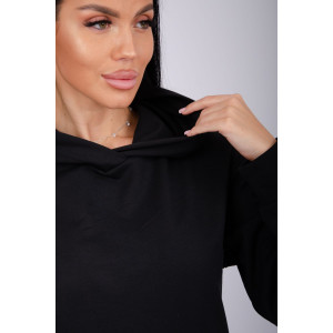 Худи женское "Ханна" футер 2-х нитка с начесом (р-ры: 44-56) черный