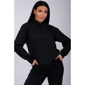 Худи женское "Ханна" футер 2-х нитка с начесом (р-ры: 44-56) черный