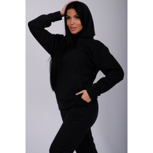 Худи женское "Ханна" футер 2-х нитка с начесом (р-ры: 44-56) черный