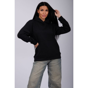 Худи женское "Ханна" футер 2-х нитка с начесом (р-ры: 44-56) черный