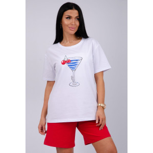 Костюм двойка женский "Марина" кулирка-футер (р-ры: 44-60) красный