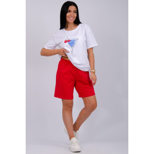 Костюм двойка женский "Марина" кулирка-футер (р-ры: 44-60) красный