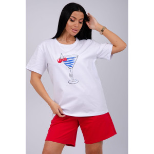 Костюм двойка женский "Марина" кулирка-футер (р-ры: 44-60) красный