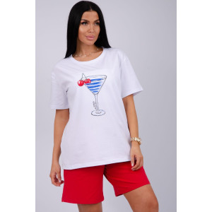 Костюм двойка женский "Марина" кулирка-футер (р-ры: 44-60) красный