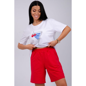 Костюм двойка женский "Марина" кулирка-футер (р-ры: 44-60) красный