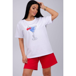 Костюм двойка женский "Марина" кулирка-футер (р-ры: 44-60) красный