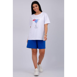 Костюм двойка женский "Марина 2" кулирка-футер (р-ры: 44-60) василек