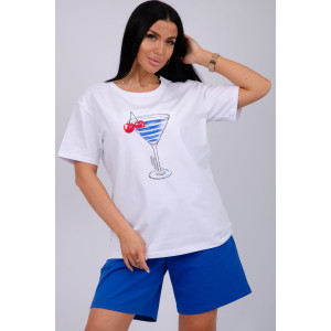 Костюм двойка женский "Марина 2" кулирка-футер (р-ры: 44-60) василек