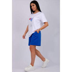 Костюм двойка женский "Марина 2" кулирка-футер (р-ры: 44-60) василек