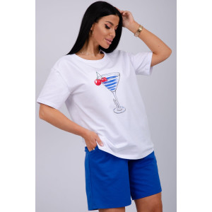 Костюм двойка женский "Марина 2" кулирка-футер (р-ры: 44-60) василек