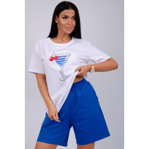 Костюм двойка женский "Марина 2" кулирка-футер (р-ры: 44-60) василек