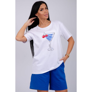 Костюм двойка женский "Марина 2" кулирка-футер (р-ры: 44-60) василек