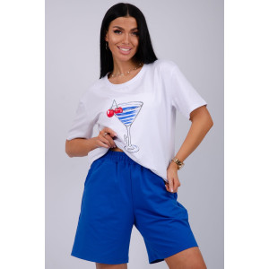 Костюм двойка женский "Марина 2" кулирка-футер (р-ры: 44-60) василек