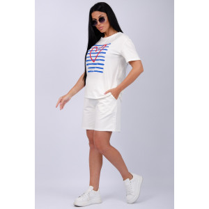 Костюм двойка женский "Море" кулирка-футер (р-ры: 42-60) молоко