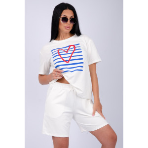 Костюм двойка женский "Море" кулирка-футер (р-ры: 42-60) молоко