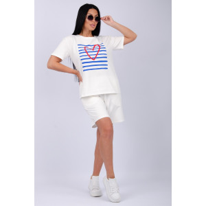 Костюм двойка женский "Море" кулирка-футер (р-ры: 42-60) молоко