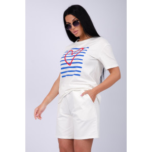 Костюм двойка женский "Море" кулирка-футер (р-ры: 42-60) молоко