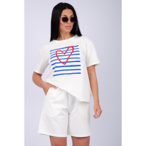 Костюм двойка женский "Море" кулирка-футер (р-ры: 42-60) молоко