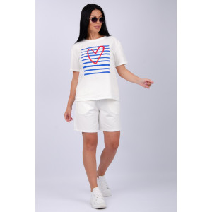 Костюм двойка женский "Море" кулирка-футер (р-ры: 42-60) молоко