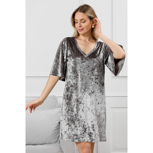 Туника женская "Мерцание-1" велюр стрейч (р-ры: 44-54) серый