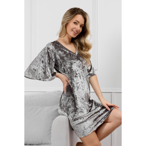 Туника женская "Мерцание-1" велюр стрейч (р-ры: 44-54) серый