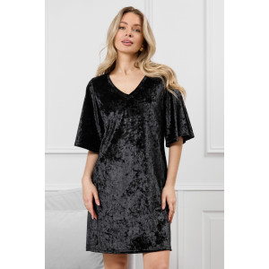 Туника женская "Мерцание-1" велюр стрейч (р-ры: 44-54) черный