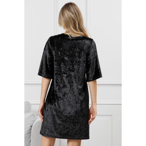 Туника женская "Мерцание-1" велюр стрейч (р-ры: 44-54) черный