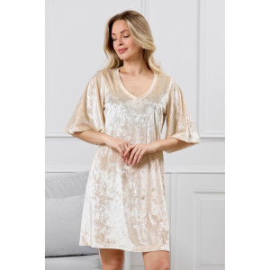 Туника женская "Мерцание-1" велюр стрейч (р-ры: 44-54) молочный