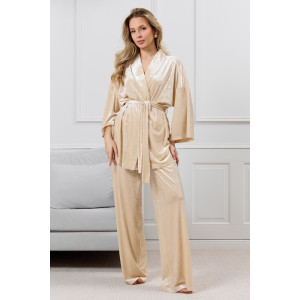 Костюм двойка женский "Мерцание-2" велюр стрейч (р-ры: 44-58) молочный