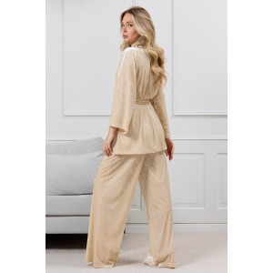 Костюм двойка женский "Мерцание-2" велюр стрейч (р-ры: 44-58) молочный