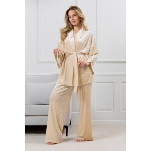 Костюм двойка женский "Мерцание-2" велюр стрейч (р-ры: 44-58) молочный