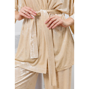 Костюм двойка женский "Мерцание-2" велюр стрейч (р-ры: 44-58) молочный